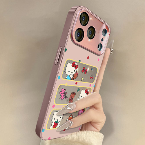 相框猫咪适用于苹果17手机壳17pro新款iPhone17promax卡通16网红可爱15女14高级感13支架12电镀镜面11保护套