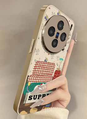 沙发碎花猫咪钟适用vivox200promini手机壳x100网红x90s卡通x70创意x60新款s20可爱19女18电镀y300小羊皮支架