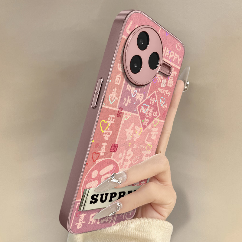 浙皇适用于红米k80手机壳k70e新款k60ultra文字k50创意note14女款高级支架13全包防摔小羊皮12pro好运将至