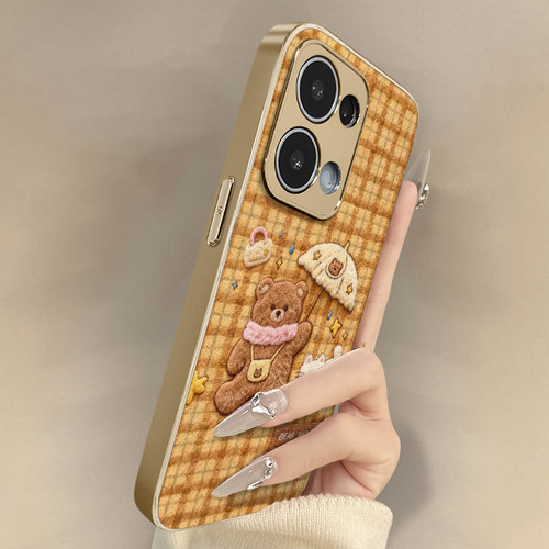 小熊猫咪适用于opporeno15手机壳15pro新款14pro男女13turbopro可爱小羊皮12网红11好看10小众高级a6防摔支架