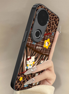 豹纹kitty猫适用于vivos30手机壳s30pro新款s20小羊皮s18et秋冬s17防摔s15e支架12pro创意s19pro可爱16网红女