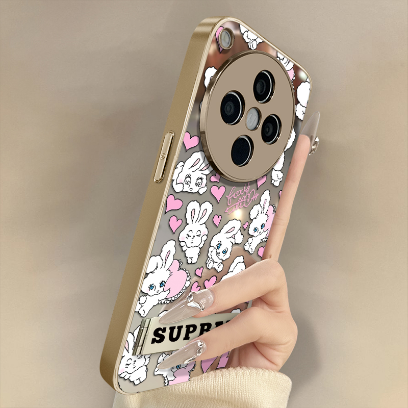 浙皇适用于oppofindx8手机壳x7ultra镜面x6pro高级感x5全包a97防摔a93s支架a72网红a57电镀a55新款女爱心小兔