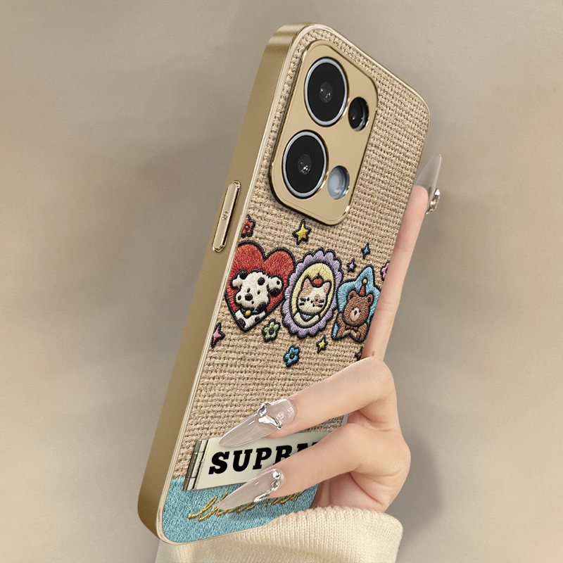 动物头像适用于opporeno14手机壳13pro新款12pro卡通11网红10可爱9女高级8支架7pro全包6pro防摔小羊皮保护套