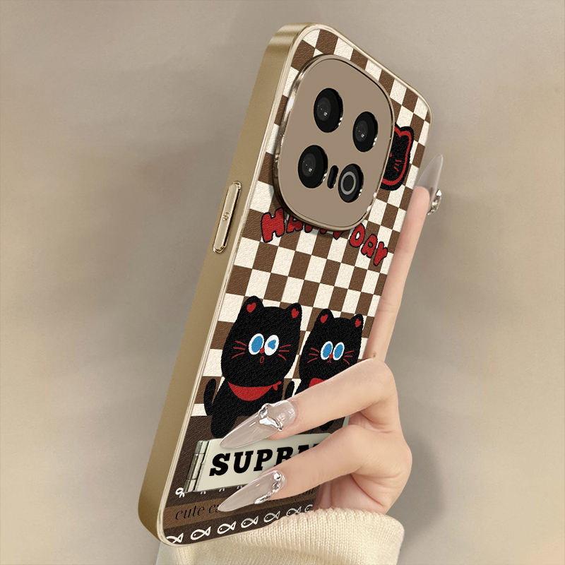 浙皇适用于vivoiqoo13手机壳12新款11秋冬neo10网红9可爱8支架7创意6防摔z10turbo小羊皮女卡通z9x格子小黑猫