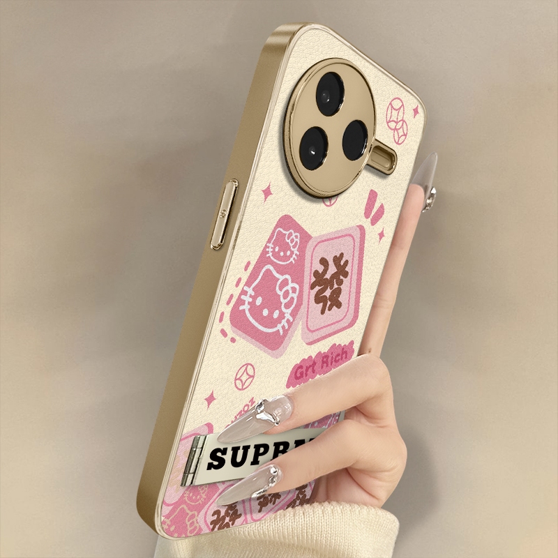 浙皇适用于红米k80手机壳k70e新款k60ultra卡通k50可爱note14女款高级支架13全包防摔小羊皮12pro发财KT猫