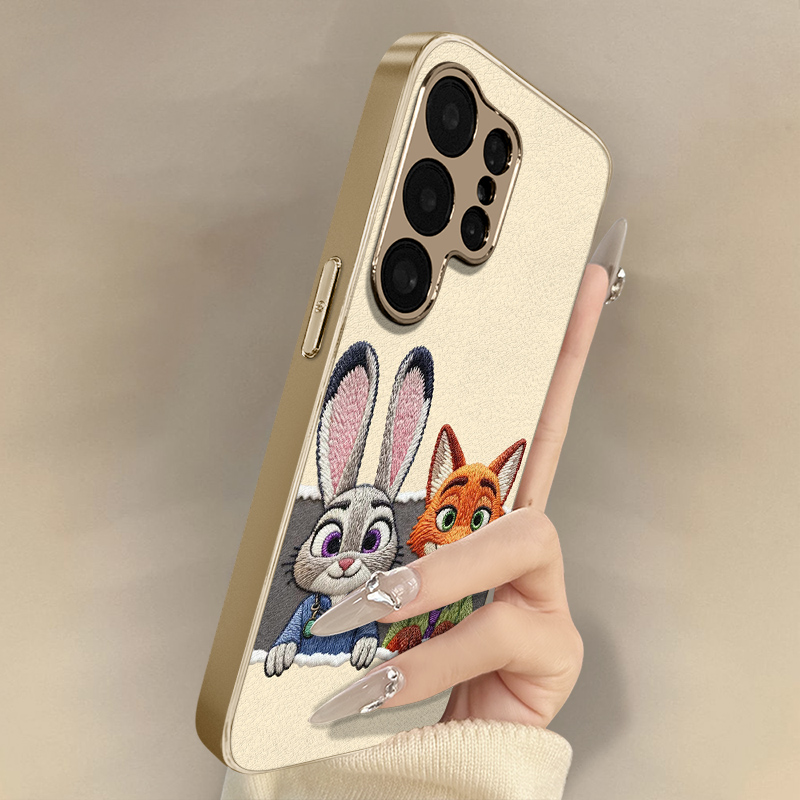 狐狸兔子适用于三星galaxys25手机壳s25plus新款s25ultra男女s24可爱小羊皮s23网红s22好看小众高级防摔支架