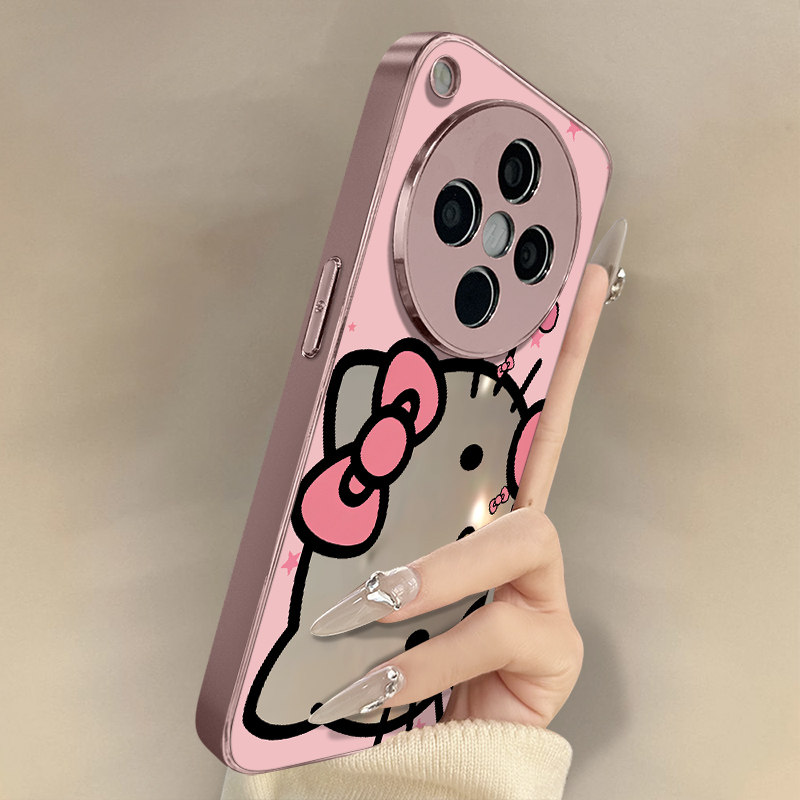 粉色kt猫适用于oppofindx9手机壳findx9pro新款x8s卡通x7ultra网红可爱x6女x5高级感a97支架A6电镀镜面保护套