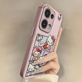 粉萌kt猫适用于opporeno15手机壳15pro新款 14pro卡通13turbopro可爱小羊皮12网红11好看10男女高级a6防摔支架