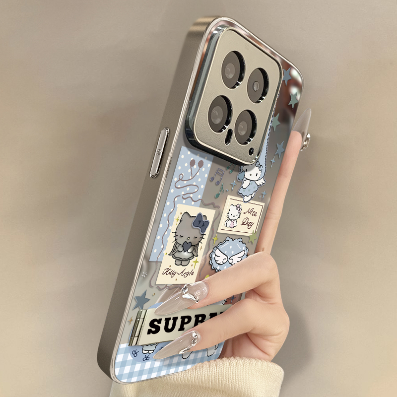 浙皇适用于小米15spro手机壳14新款13卡通12创意11趣味mix4高级civi5镜面支架可爱女防摔12sultra尖帽凯蒂猫