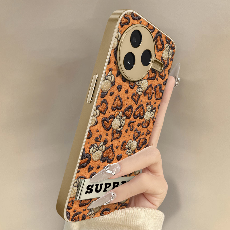 爱心米奇适用于红米k80手机壳k70e新款k60ultra卡通50网红note14可爱13女12pro高级支架全包防摔小羊皮保护套