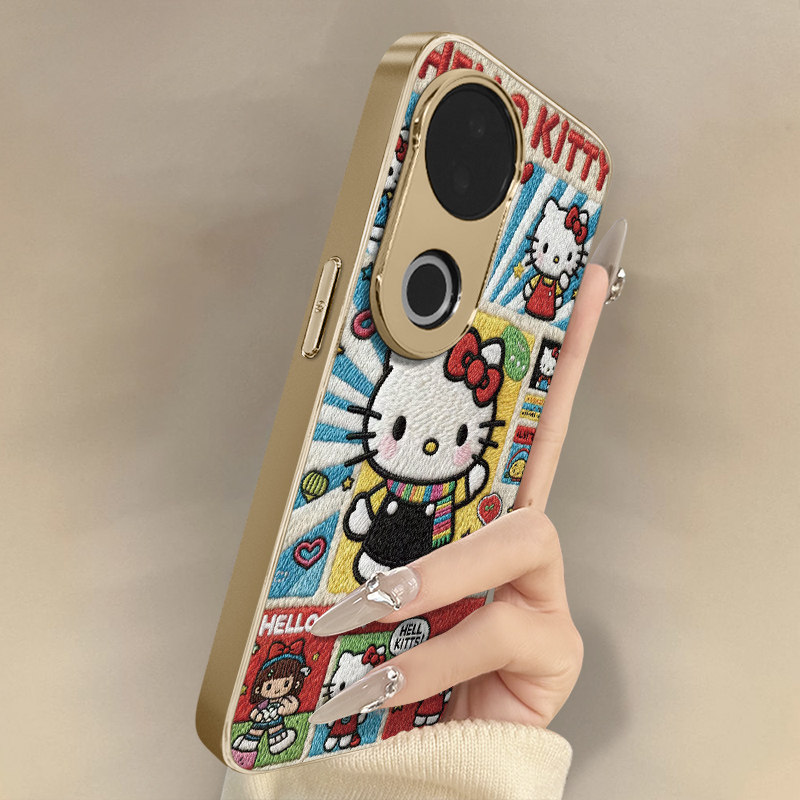 围巾kt猫适用于vivos30手机壳s20pro新款s18e卡通s17t网红15可爱s19女s16高级12支架s10全包防摔小羊皮保护套