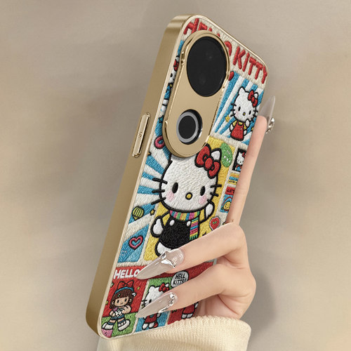 围巾kt猫适用于vivos30手机壳s20pro新款s18e卡通s17t网红15可爱s19女s16高级12支架s10全包防摔小羊皮保护套