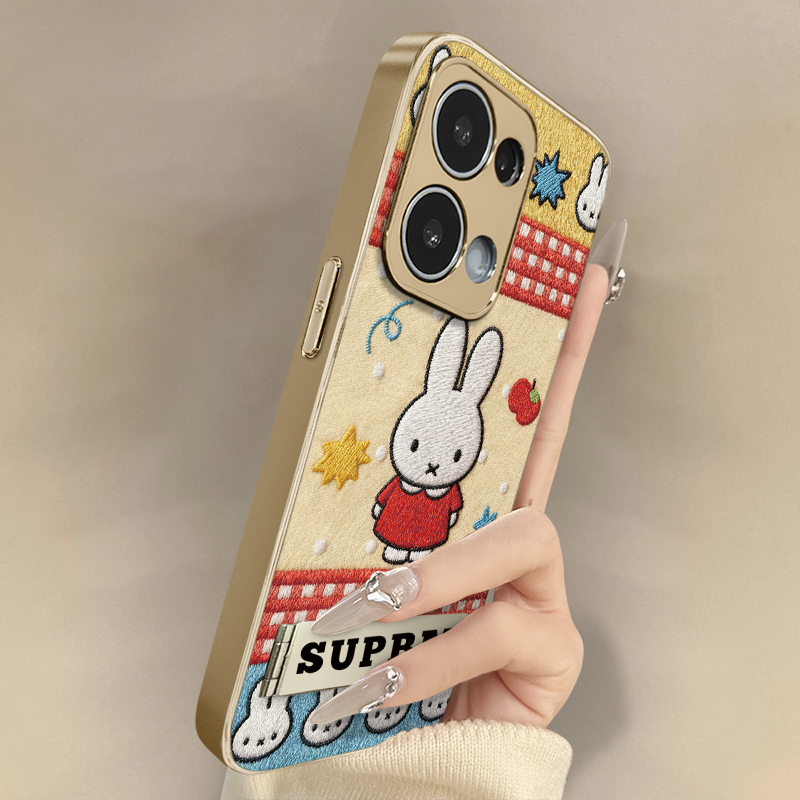 浙皇适用于opporeno14手机壳13pro新款12pro卡通11小众10可爱女高级8支架7pro全包9防摔5小羊皮6pro格子兔子