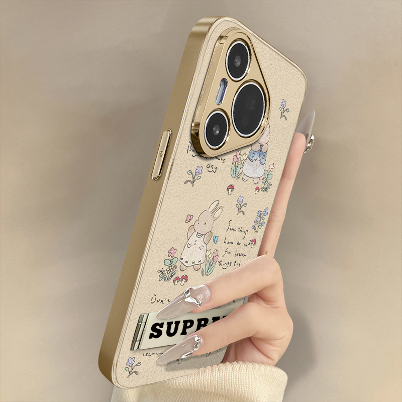 浙皇适用于华为pura70手机壳新款pura70ultra小羊皮p60art高级感p50e电镀p40防摔支架创意可爱女p30花丛兔子