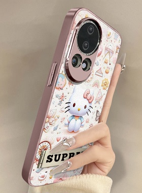 堆坐kt猫适用于华为nova14手机壳13新款12ultra卡通11se网红10pro可爱9se女8高级7支架6全包防摔小羊皮保护套