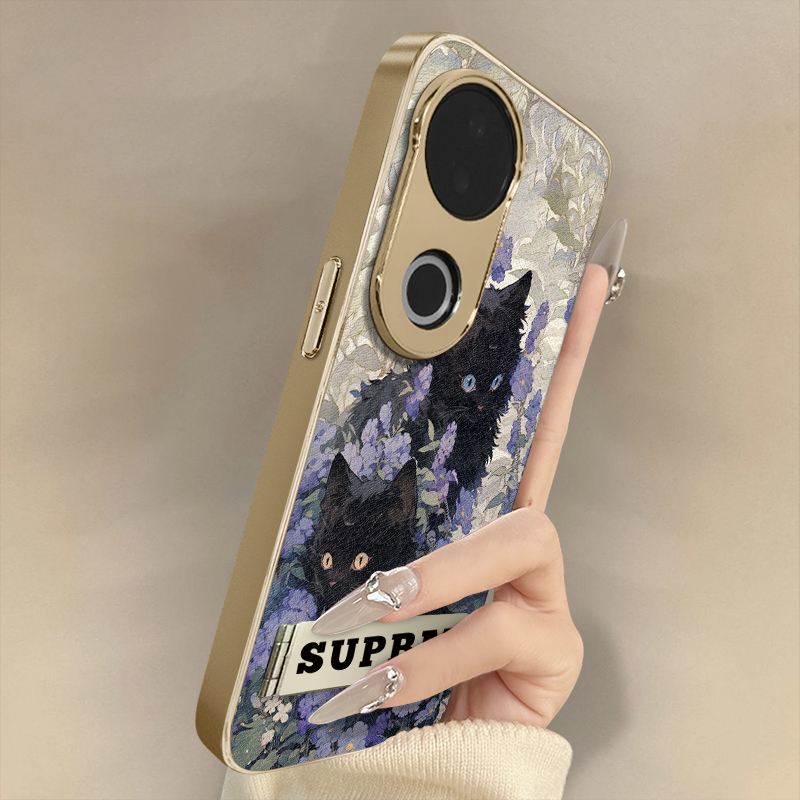 浙皇适用vivoS20Pro手机壳S19高级网红S18eS17t新款S16可爱女S15Pro电镀S12小羊皮S10全包防摔支架紫花黑猫