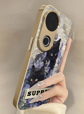 浙皇适用vivoS20Pro手机壳S19高级网红S18eS17t新款S16可爱女S15Pro电镀S12小羊皮S10全包防摔支架紫花黑猫