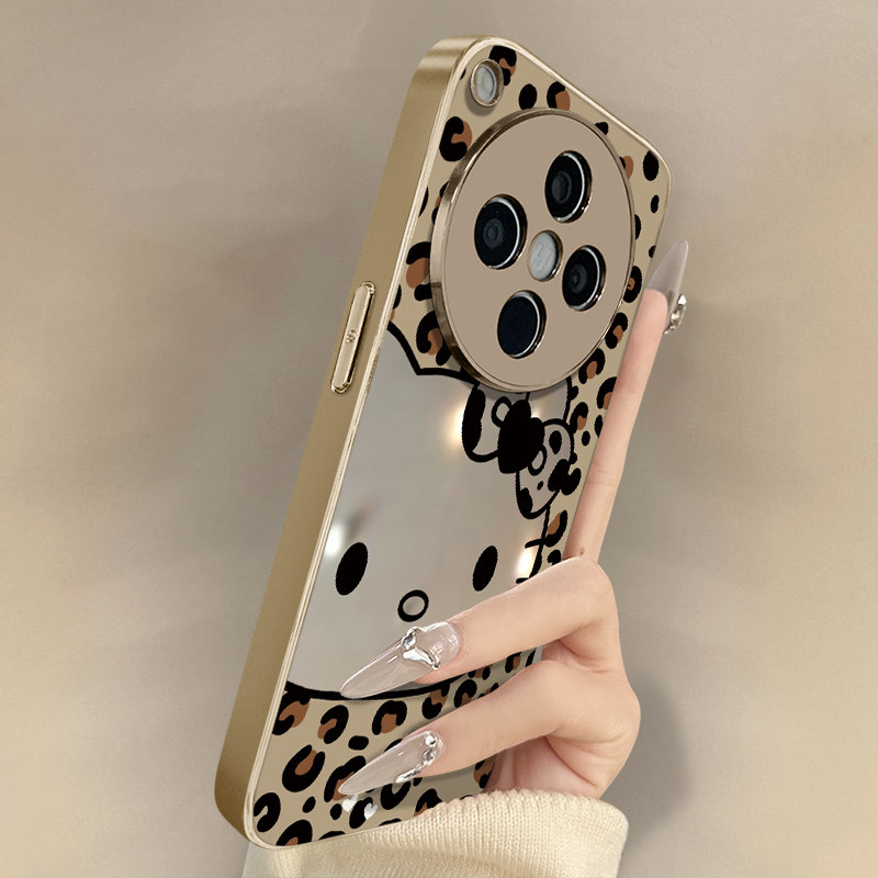豹纹猫咪适用于oppofindx9手机壳findx9pro新款x8s卡通x7ultra网红可爱x6女x5高级感a97支架A6电镀镜面保护套