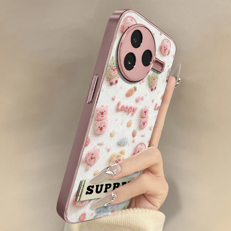 露比海狸适用于红米k80手机壳k70e新款k60ultra卡通50网红note14可爱13女12pro高级支架全包防摔小羊皮保护套