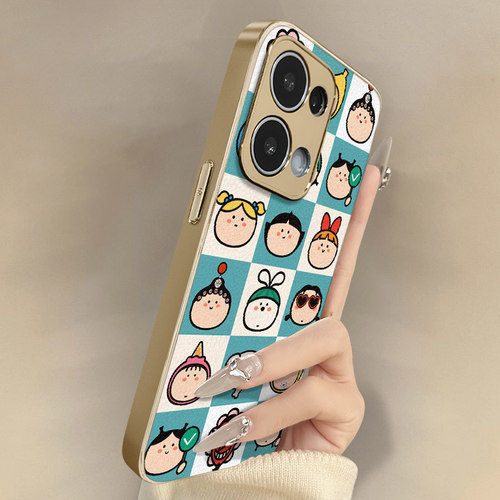 格子女孩适用于opporeno16手机壳16pro新款15pro可爱14pro爆款13好看12支架11小羊皮10高级9小众A6创意a5女