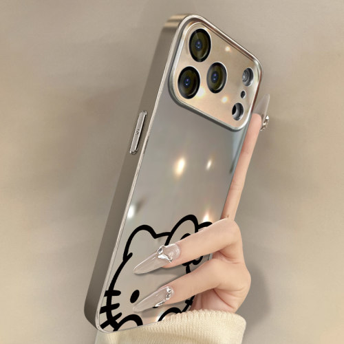 线条猫咪适用于苹果17手机壳17pro新款iPhone17promax卡通16网红可爱15女14高级13支架12电镀镜面11保护套