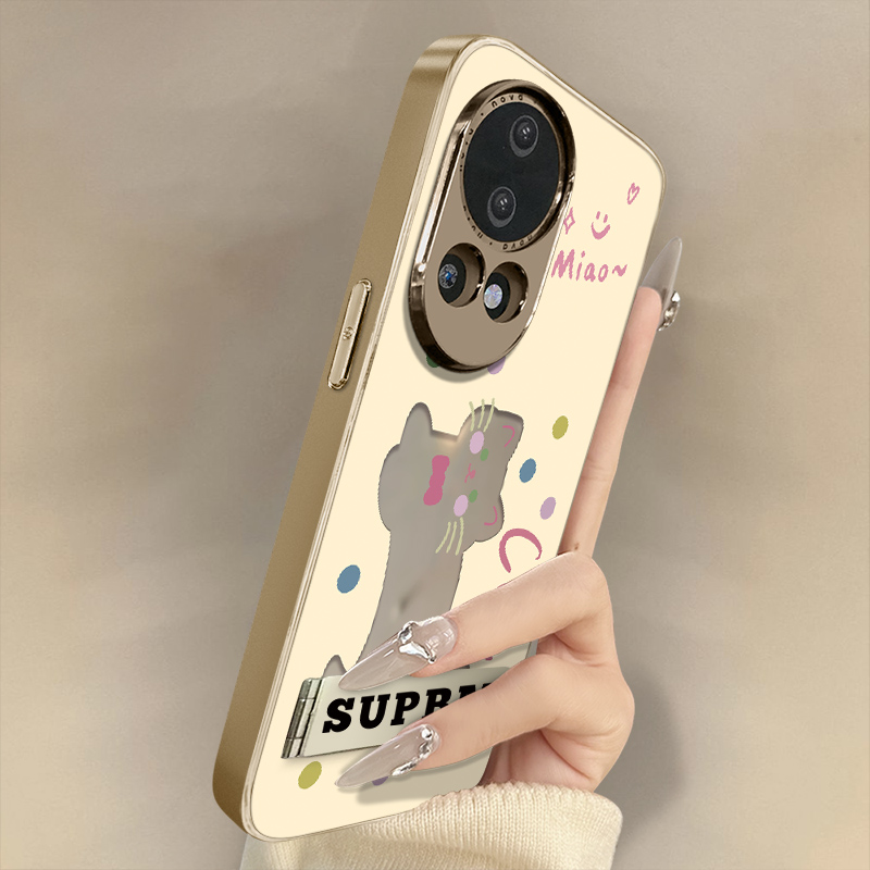 镂空猫咪适用于华为nova14手机壳13新款12ultra卡通11se网红10pro可爱9se女8高级感7支架6全包电镀镜面保护套