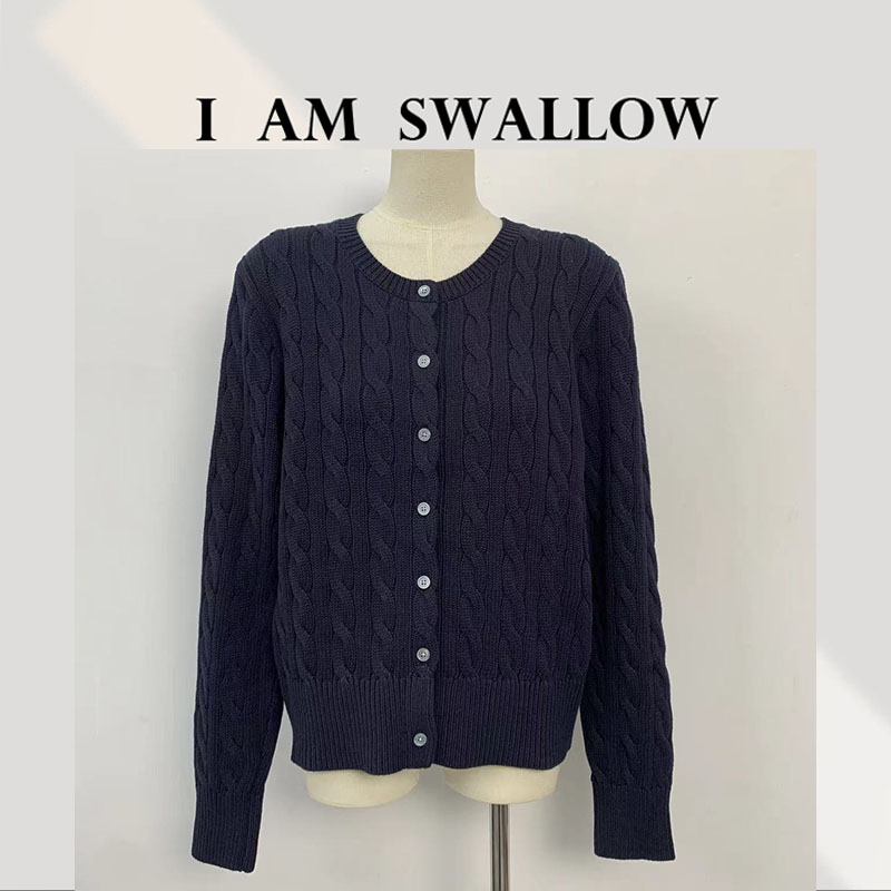 【A/M Swallow】25AX秋冬新圆领绞花开衫25-0902