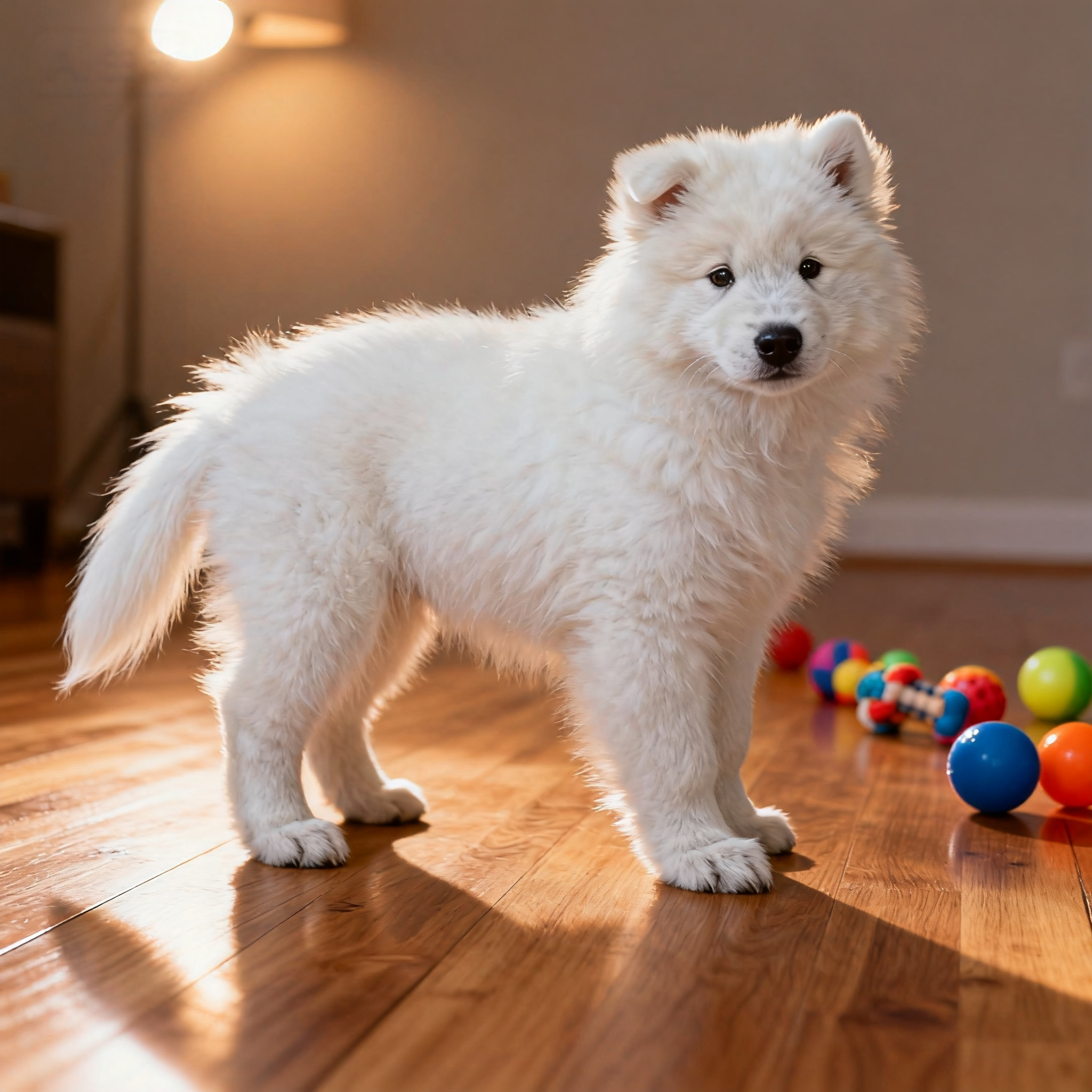 萨摩耶幼犬微笑天使幼崽狗白色