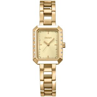 代购DKNY唐可娜儿女士腕表计时夜光日期防刮金属钢带金色防水