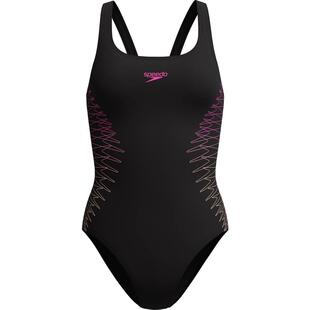 代购 Speedo速比涛女士泳衣抗氯速干黑色高弹游泳健身连体爆款