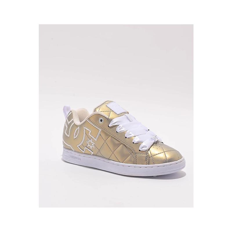 DC女士滑板鞋透气鞋款缓震鞋垫加厚鞋舌耐磨鞋底金色鞋面