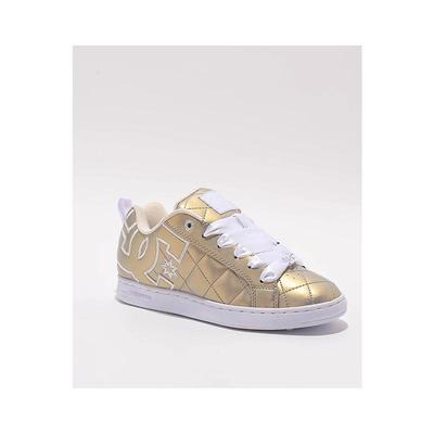 DC女士滑板鞋透气鞋款缓震鞋垫加厚鞋舌耐磨鞋底金色鞋面