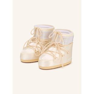 代购 BOOT女士雪地靴轻便柔软内垫防滑耐磨系带中筒亮面单色 MOON