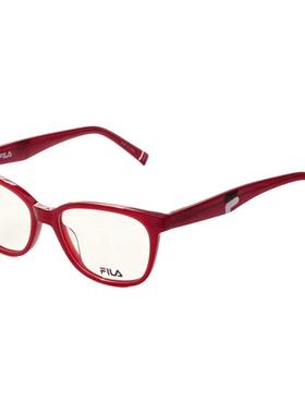 代购FILA女士眼镜框红色方形塑料透明镜片日常佩戴办公眼镜架