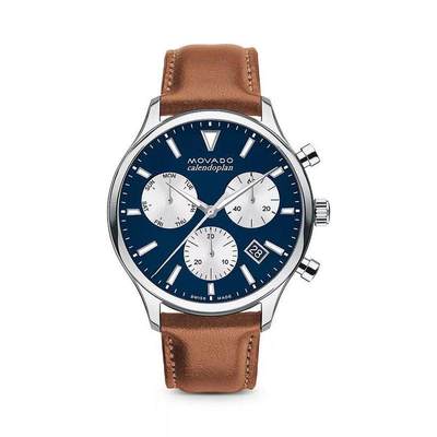 Movado摩凡陀23新款海外购腕表正品男款蓝色表盘三眼计时码表手表