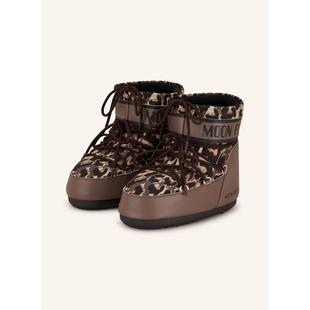 代购 BOOT女士雪地靴保暖防水软底轻便豹纹系带短筒隧道拉绳 MOON