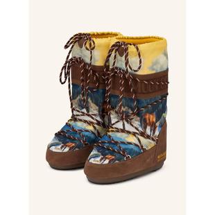 代购 BOOT女士雪地靴透气吸汗防滑保暖圆头平跟系带设计 MOON