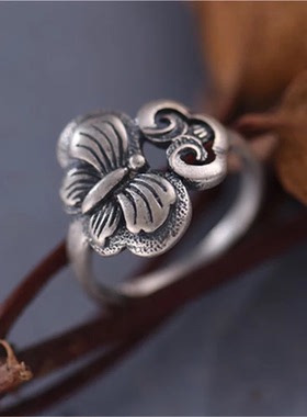 立体蝴蝶文艺风送礼物手工老银匠