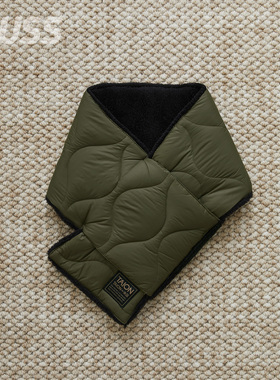 现货 TAION REVERSIBLE DOWN SCARF 军事线双面羽绒抓绒保暖围巾