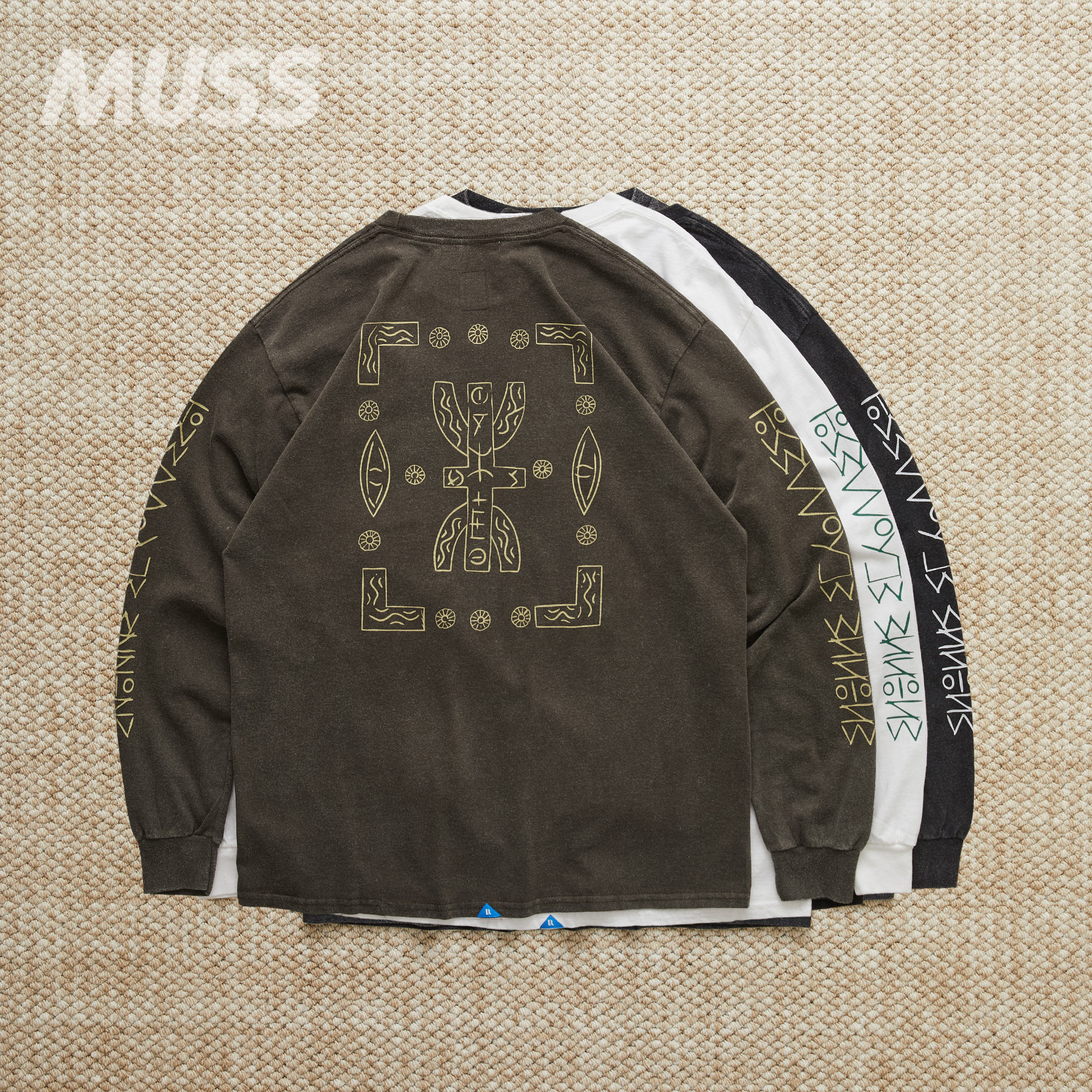 现货 LIBERAIDERS TIFINAGH LOGO 做旧霜化天竺棉字母长袖T恤,男装,T恤,淘宝优惠券,粉丝福利购,淘宝优惠卷