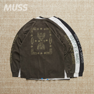 现货 LIBERAIDERS TIFINAGH LOGO 做旧霜化天竺棉字母长袖T恤