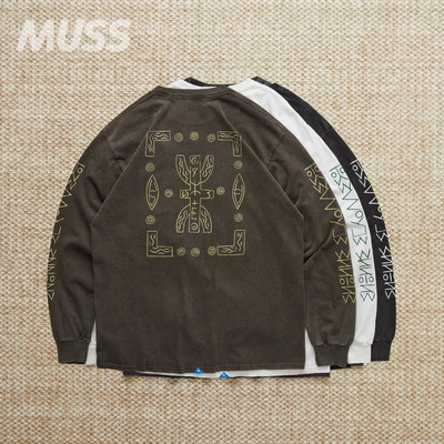 LIBERAIDERS做旧霜化天竺棉长袖T