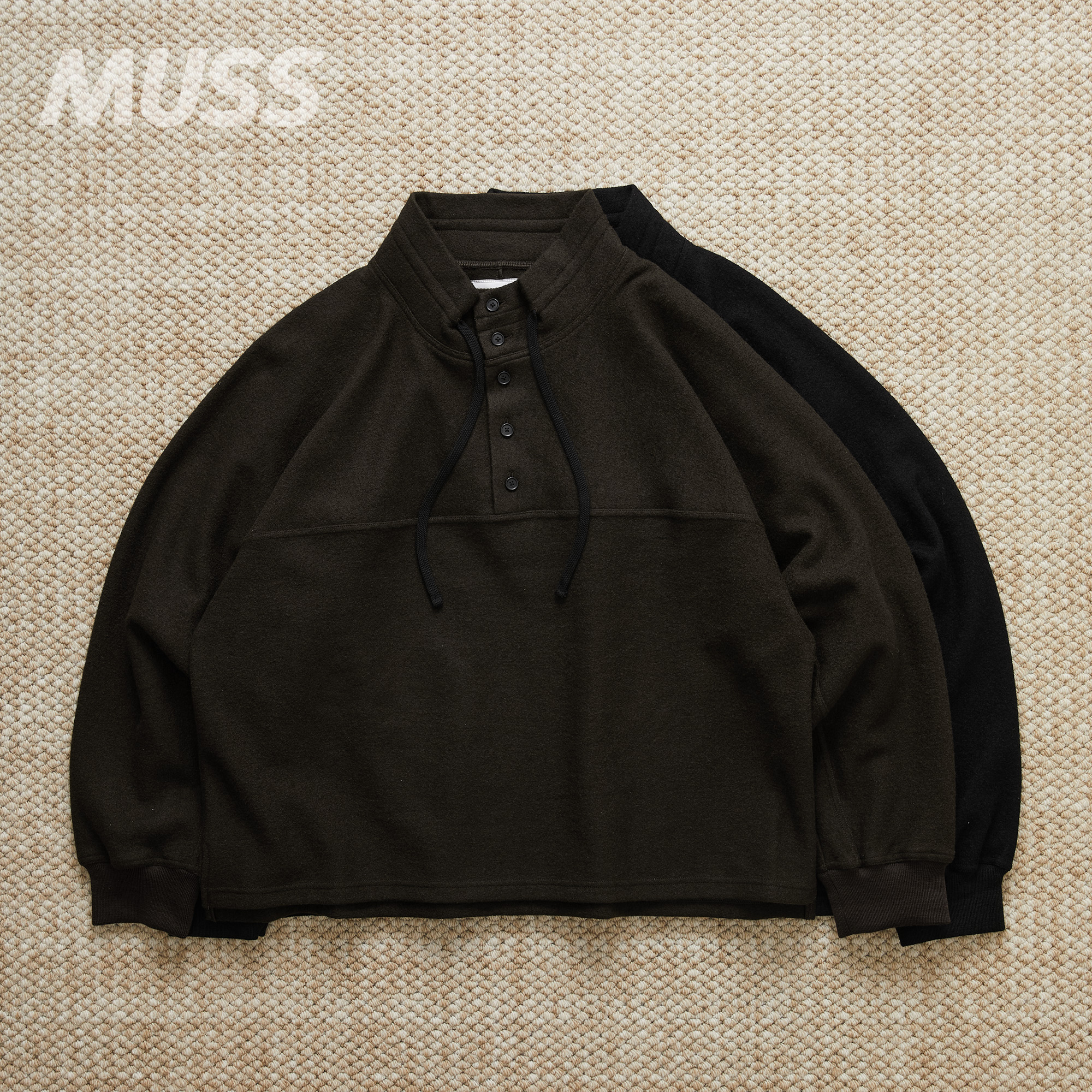 ANCELLM日产羊毛宽松亨利领卫衣