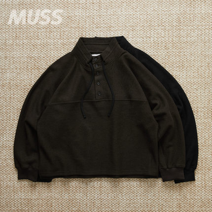 现货 ANCELLM HENLEY PULL OVER 日产羊毛宽松亨利领卫衣 25AW