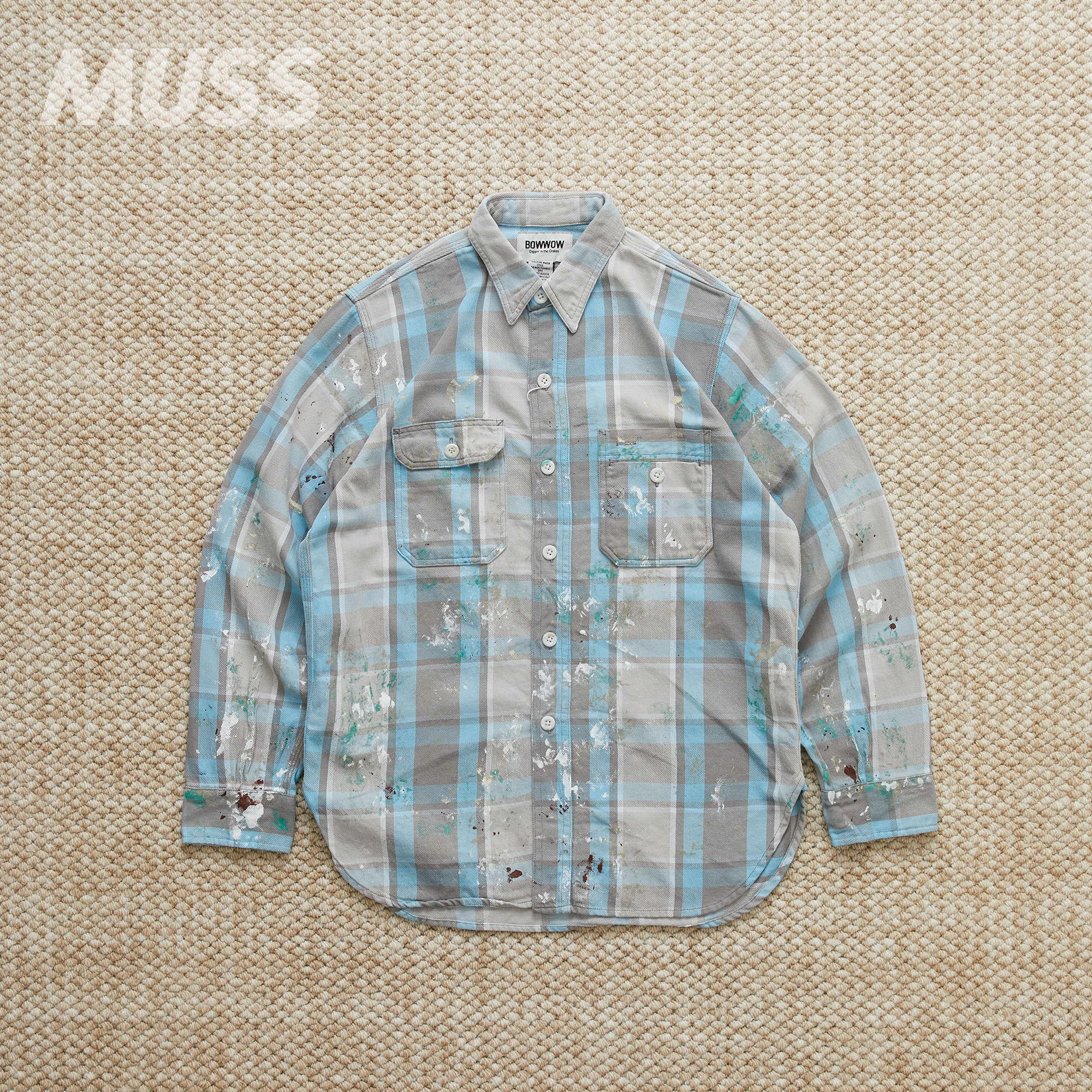 BOWWOW泼墨做旧法兰绒口袋衬衫