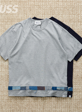 现货 KUON BORO SWITCHED HEM TEE 日产复古贴布针织短袖T恤 25SS