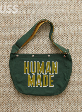现货 HUMAN MADE PAPERBOY BAG 棉帆布双面印花可调节报童斜挎包