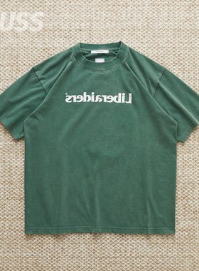 现货 LIBERAIDERS MIRROR LOGO TEE 复古拉绒镜像LOGO短袖T恤25SS