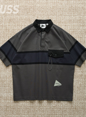 现货 AND WANDER X GRAMICCI SHIRT 联名户外复古撞色POLO衫 25SS