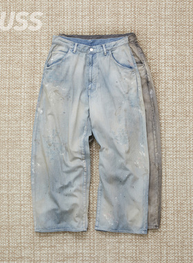 现货 ANCELLM LIGHT OZ DENIM PANTS 日产泼墨做旧水洗牛仔裤25SS
